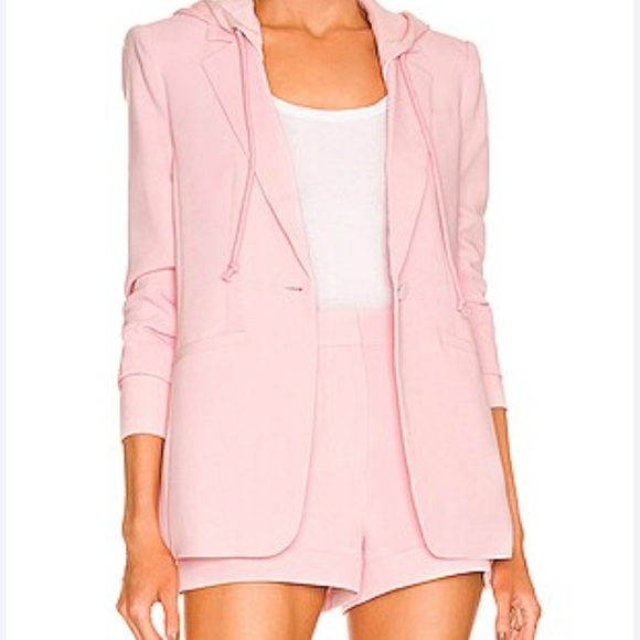 SET Cinq a Sept Hooded Khloe Blazer and Shorts SET in Pink Quartz Size 8 US - Picture 8 of 13